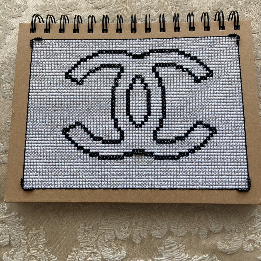 NEW hand sewn Chanel logo notebook, 8x6 inches
